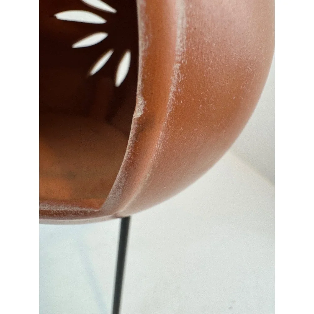 Terracotta celestial sun Chiminea Candle Holder with Iron Stand Southwestern
